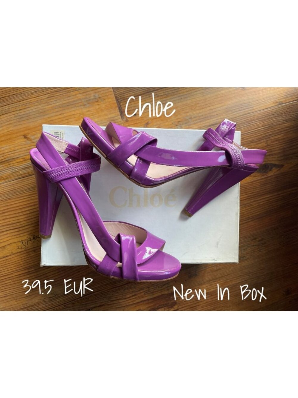 Chloe Patent Leather Heels Shoes Purple Size 39.5 EUR New In Box
